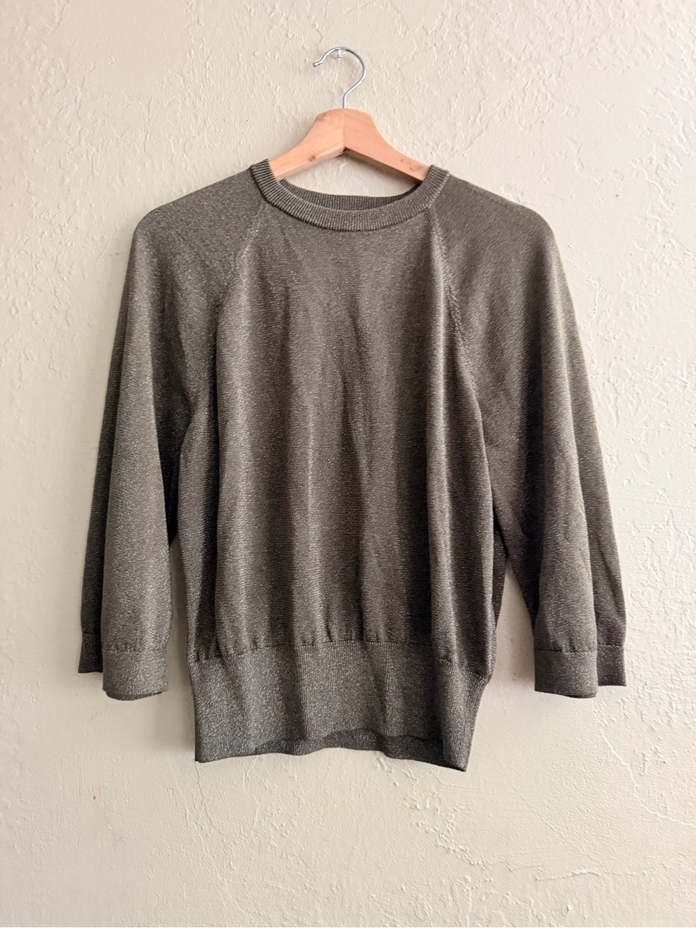 H&M Women's Olive Gray Lightweight Crewneck Sweater